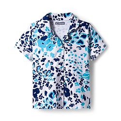 Pine Kids Single Jersey Knit Half Sleeves Co-ord Night Suit With Leopard Print - White