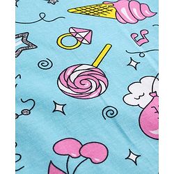 Pine Kids Single Jersey Knit Half Sleeves Co-ords Night Suit With Heart Print - Light Blue