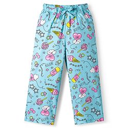 Pine Kids Single Jersey Knit Half Sleeves Co-ords Night Suit With Heart Print - Light Blue