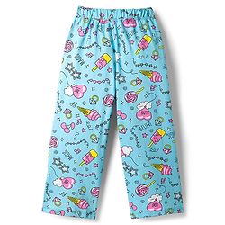 Pine Kids Single Jersey Knit Half Sleeves Co-ords Night Suit With Heart Print - Light Blue