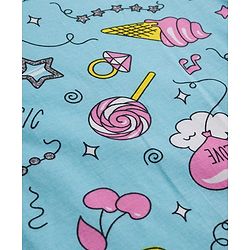 Pine Kids Single Jersey Knit Half Sleeves Co-ords Night Suit With Heart Print - Light Blue