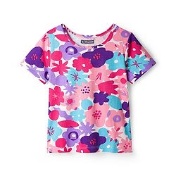 Pine Kids Single Jersey Knit Half Sleeves Night Suit With Floral Print - Pink & White