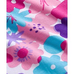 Pine Kids Single Jersey Knit Half Sleeves Night Suit With Floral Print - Pink & White