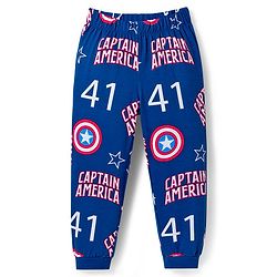 Pine Kids Marvel Single Jersey Knit Full Sleeves Night Suit With Captain America Graphics - Red & Navy Blue