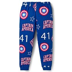 Pine Kids Marvel Single Jersey Knit Full Sleeves Night Suit With Captain America Graphics - Red & Navy Blue