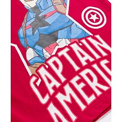 Pine Kids Marvel Single Jersey Knit Full Sleeves Night Suit With Captain America Graphics - Red & Navy Blue