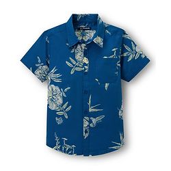 Pine Kids Viscose Woven Half Sleeves Shirt With Floral Print - Navy Blue