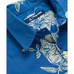 Pine Kids Viscose Woven Half Sleeves Shirt With Floral Print - Navy Blue