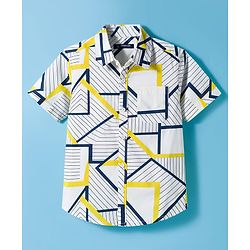 Pine Kids Viscose Woven Half Sleeves Shirt With Stripes - White