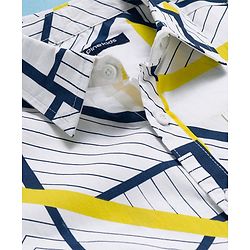 Pine Kids Viscose Woven Half Sleeves Shirt With Stripes - White