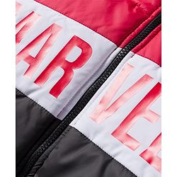 Pine Kids Marvel Woven Full Sleeves Hooded Winter Jacket With Avengers Graphic - Red & Black