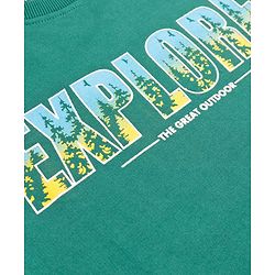 Pine Kids Cotton Knit Full Sleeves Sweatshirt With Text Print - Dark Green