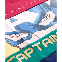 Pine Kids Marvel Single Jersey Knit Full Sleeves T-Shirt with Captain America Graphic - Navy Blue Red & Yellow
