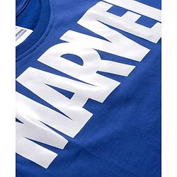 Pine Kids Marvel Terry Knit Oversized Drop Shoulder Half Sleeves T-Shirt with Avengers Graphic - Blue