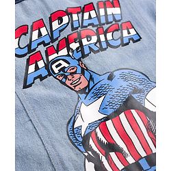 Pine Kids Marvel 100% Cotton Woven Full Sleeves Cut N Sew Denim Jacket With Front & Back Captain America Graphics - Light Blue
