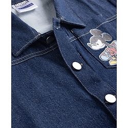 Pine Kids Disney Denim Woven Full Sleeves Jacket With Mickey Mouse Graphics - Navy Blue