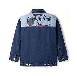 Pine Kids Disney Denim Woven Full Sleeves Jacket With Mickey Mouse Graphics - Navy Blue