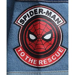 Pine Kids Denim Knit Full Sleeves Cut & Sew Hooded Jacket with Spider Man Graphics & Kangaroo Pockets -Blue