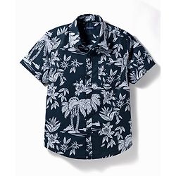 Pine Kids Woven Half Sleeves Shirt With Tree Print - Multicolor