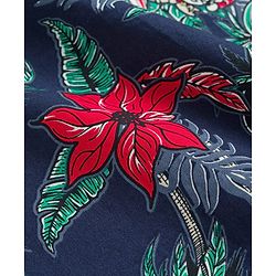 Pine Kids Viscose Woven Half Sleeves Shirt With Floral Print - Navy Blue