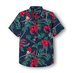Pine Kids Viscose Woven Half Sleeves Shirt With Floral Print - Navy Blue