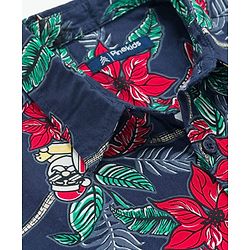 Pine Kids Viscose Woven Half Sleeves Shirt With Floral Print - Navy Blue