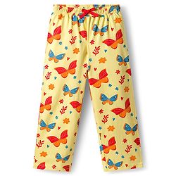 Pine Kids Single Jersey Knit Half Sleeves Co-ords Night Suit With Butterfly Print - Yellow