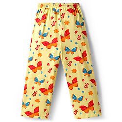 Pine Kids Single Jersey Knit Half Sleeves Co-ords Night Suit With Butterfly Print - Yellow