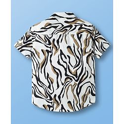 Pine Kids Viscose Woven Half Sleeves Printed Shirt - White