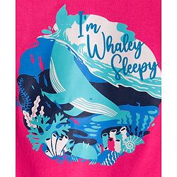 Pine Kids Single Jersey Knit Half Sleeves Night Suit With Whale Print - Blue & Dark Pink
