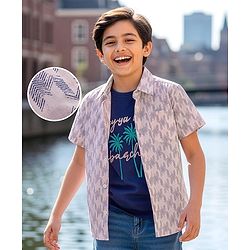 Pine Kids Viscose Woven Half Sleeves Shirt With Printed T-Shirt - Multicolour