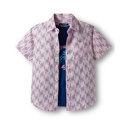 Pine Kids Viscose Woven Half Sleeves Shirt With Printed T-Shirt - Multicolour