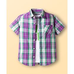 Pine Kids Cotton Woven Half Sleeves Shirt With Printed T-Shirt - Multicolour