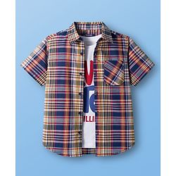 Pine Kids Cotton Woven Half Sleeves Shirt With Printed T-Shirt - Multicolour