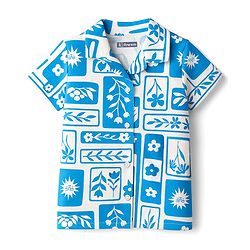 Pine Kids Single Jersey Knit Half Sleeves Co-ords Night Suit With Floral Print - White & Blue