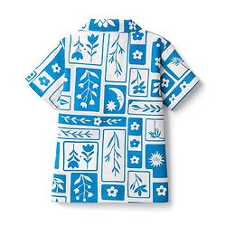 Pine Kids Single Jersey Knit Half Sleeves Co-ords Night Suit With Floral Print - White & Blue