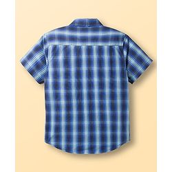Pine Kids Cotton Woven Half Sleeves Checks Shirt With Printed T-Shirt - Blue