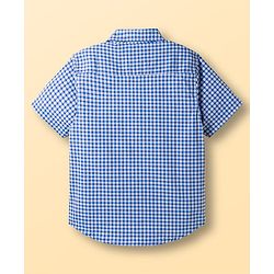 Pine Kids Cotton Woven Half Sleeves Checks Shirt With Printed T-Shirt - Navy Blue