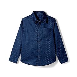 Pine Kids Cotton Woven Full Sleeves Party Shirt With Polka Dot Print & Bow - Navy Blue