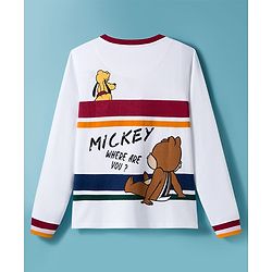 Pine Kids Disney Single Jersey Kit Full Sleeves T-Shirt with Mickey & Friends Front & Back Graphic - White