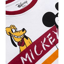 Pine Kids Disney Single Jersey Kit Full Sleeves T-Shirt with Mickey & Friends Front & Back Graphic - White