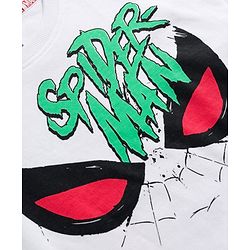 Pine Kids Marvel Single Jersey Knit Drop Shoulder Half Sleeves Oversized T-Shirt with Spider Man Front & Back Graphic - White