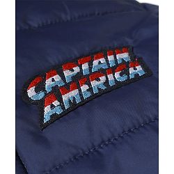 Pine Kids Marvel Woven Full Sleeves Hooded Front &  Back Captain America Printed Padded Jacket - Navy