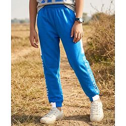 Pine Kids Knit Full Length Lounge Pant With Text Print - Blue