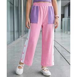 Pine Kids Knit Full Length Track Pant with Tape Detailing & Pockets - Pink