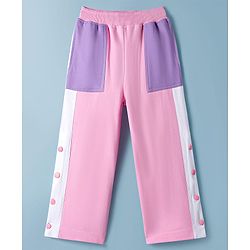 Pine Kids Knit Full Length Track Pant with Tape Detailing & Pockets - Pink