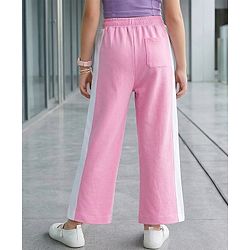 Pine Kids Knit Full Length Track Pant with Tape Detailing & Pockets - Pink