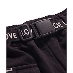 Pine Kids Knit Full Length Lounge Pant With Text Print - Black