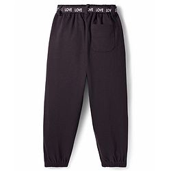 Pine Kids Knit Full Length Lounge Pant With Text Print - Black