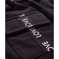 Pine Kids Knit Full Length Lounge Pant With Text Print - Black